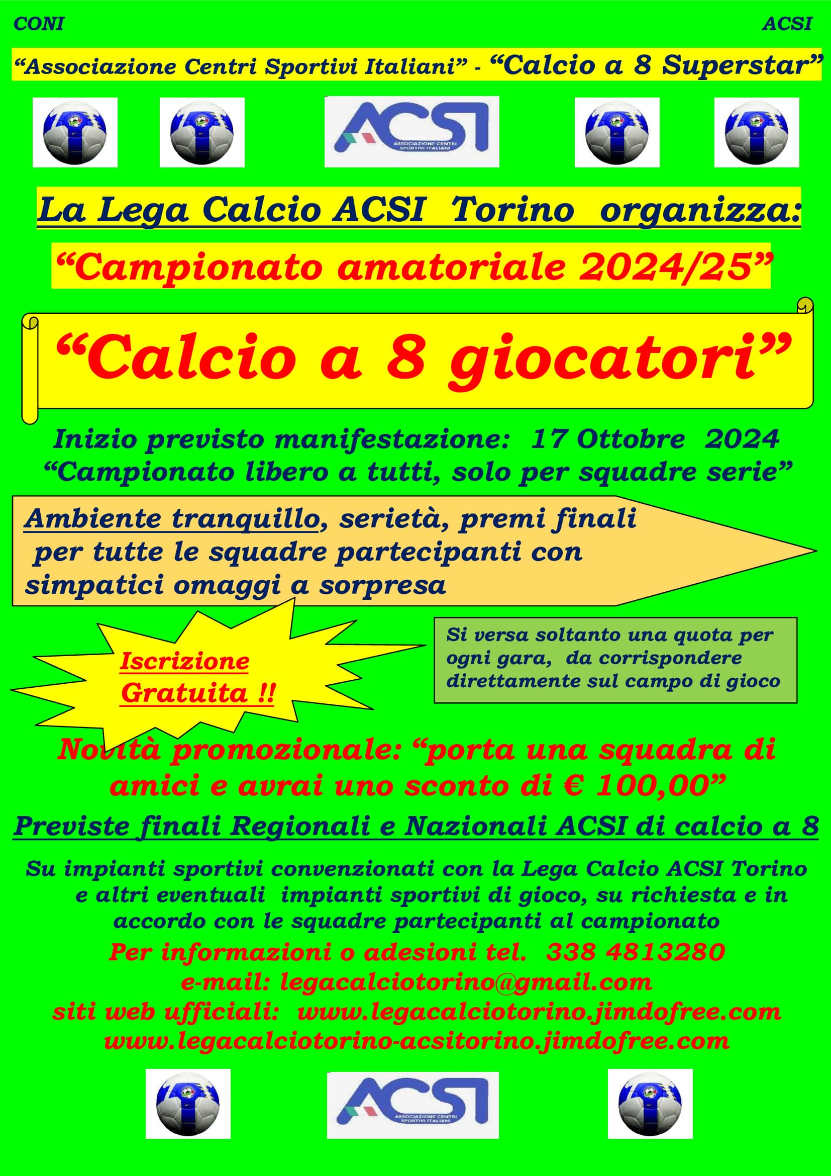 Campionato amatoriale di calcio a 8 stagione sportiva 2024/25 