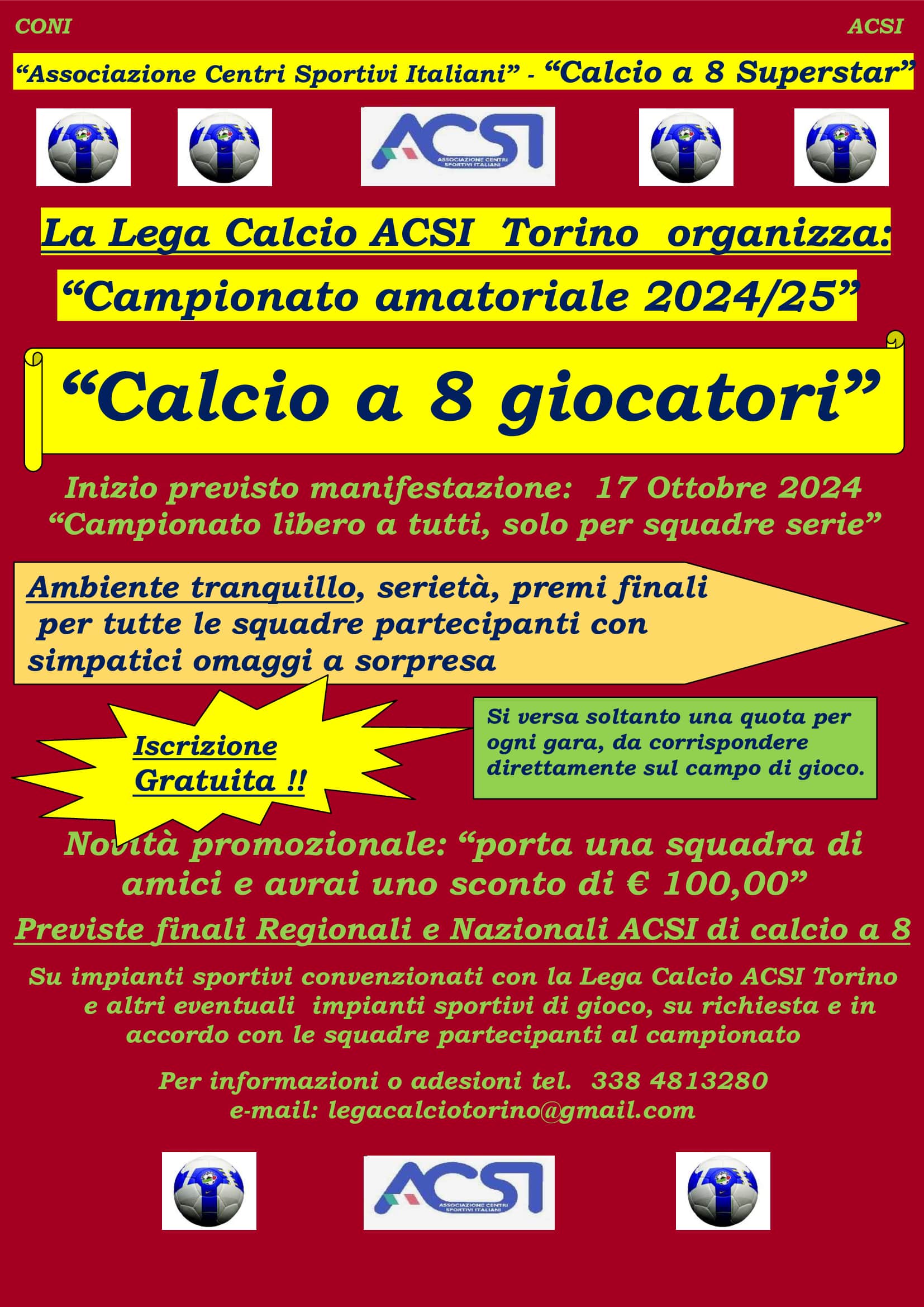 Campionato amatoriale di calcio a 8 stagione sportiva 2024/25 