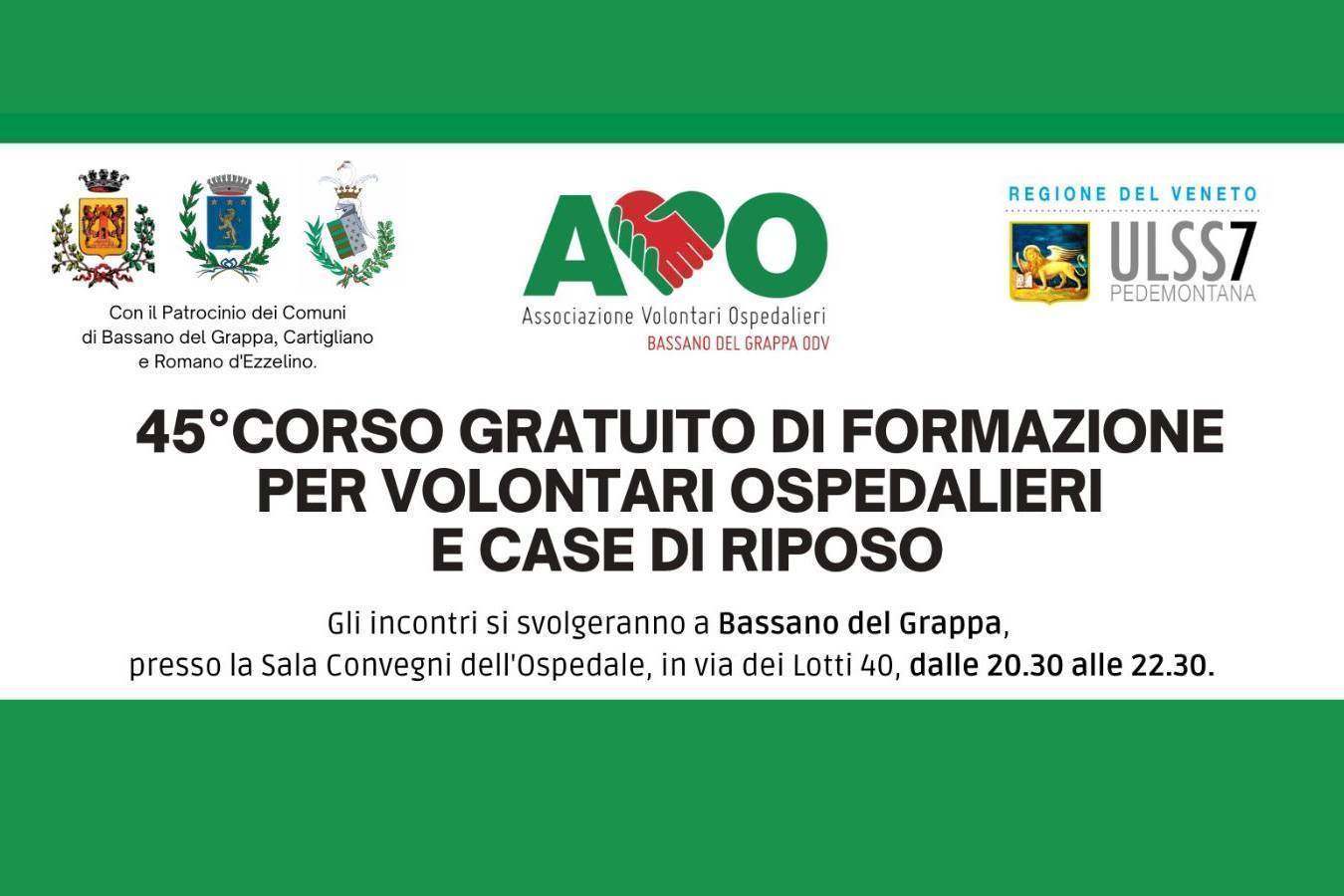 45° CORSO GRATUITO DI FORMAZIONE PER VOLONTARI OSPEDALIERI