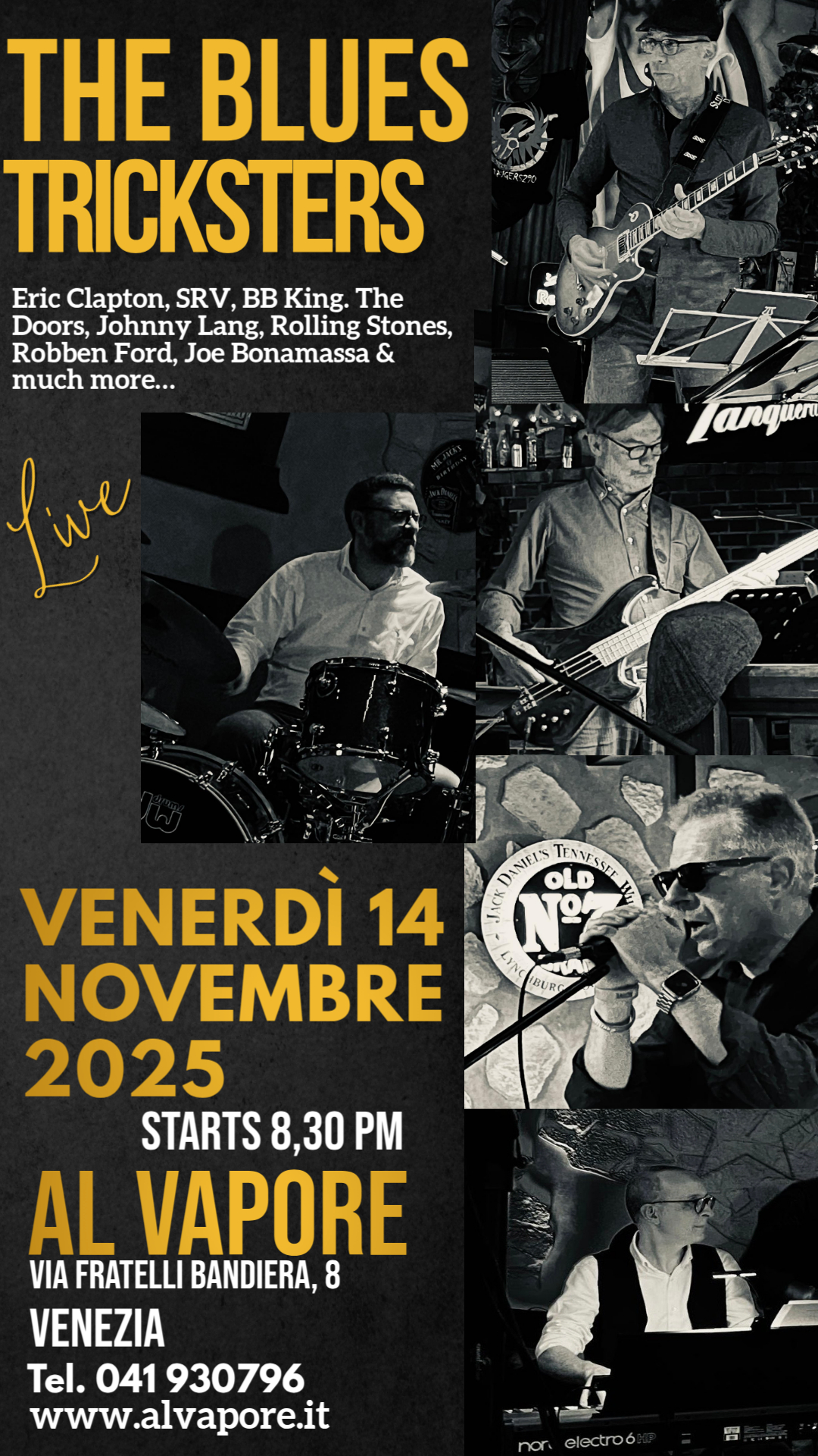 Il Blues elettrico dei Blues Tricksters Venerdì 14 Novembre al Vapore (VE)