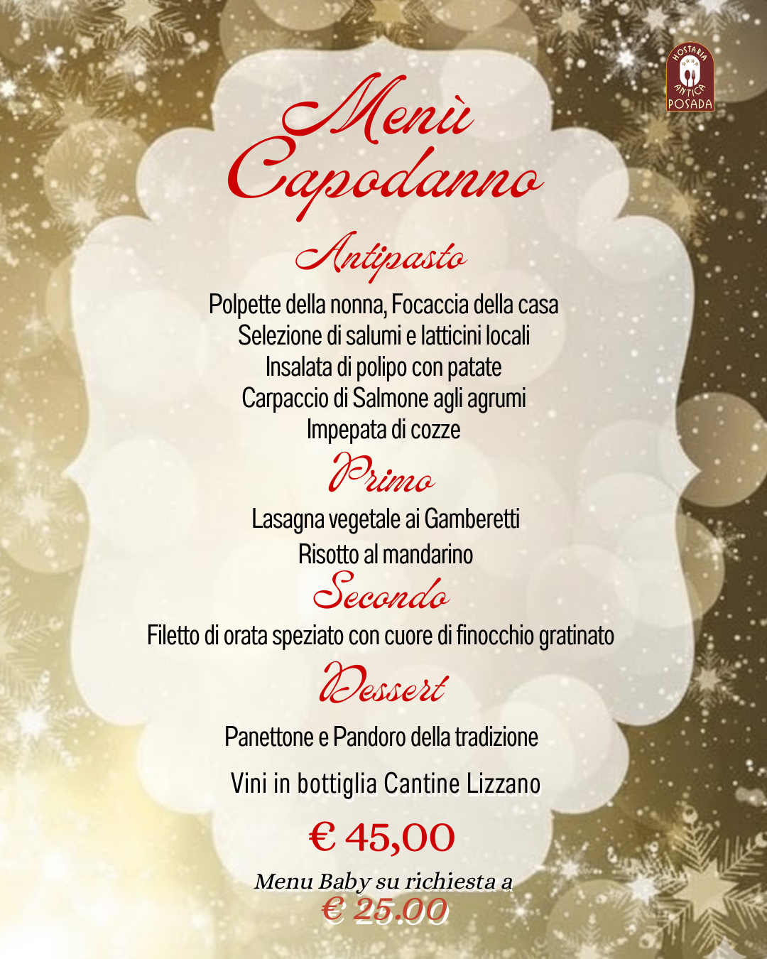 Pranzo di Capodanno 1 Gennaio a Ostuni 