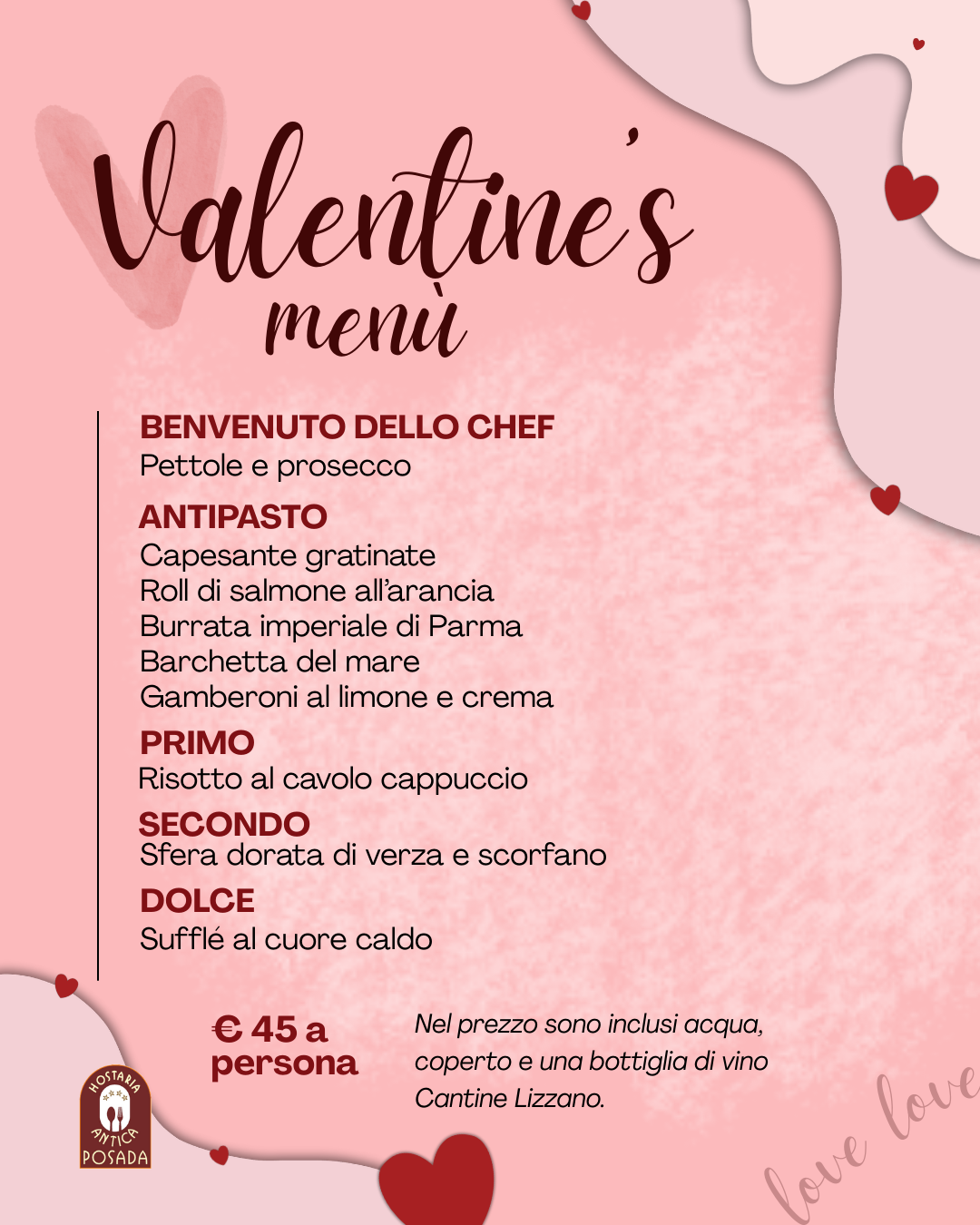 Cena 14 Febbraio 2026 San Valentino