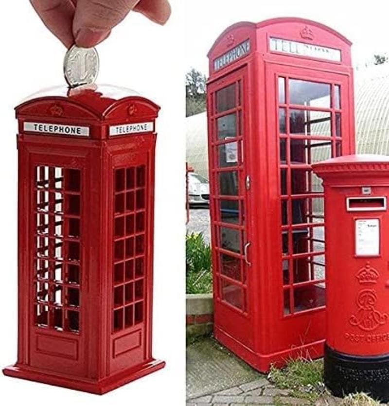 Salvadanaio IN METALLO cabina telefonica british (NUOVO)