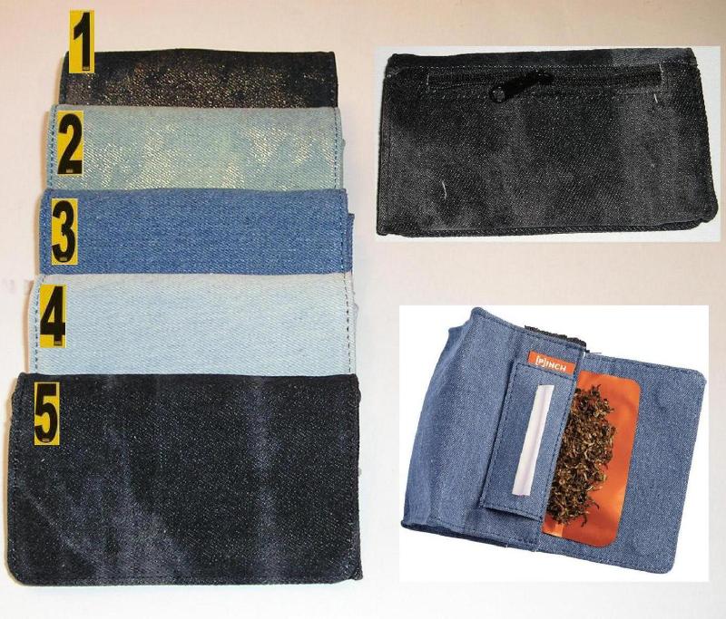 5 PZ. PORTATABACCO JEANS - PINCH VARI COLORI (NUOVI)