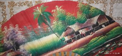 ventaglio gigante dipinto a mano