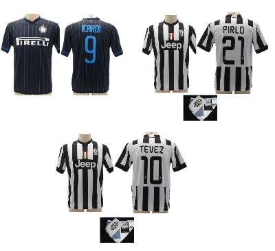 MAGLIETTE CALCIO JUENTUS,INTER- REPLICA UFFICIALE - PIRLO, TEVEZ, ICARDI