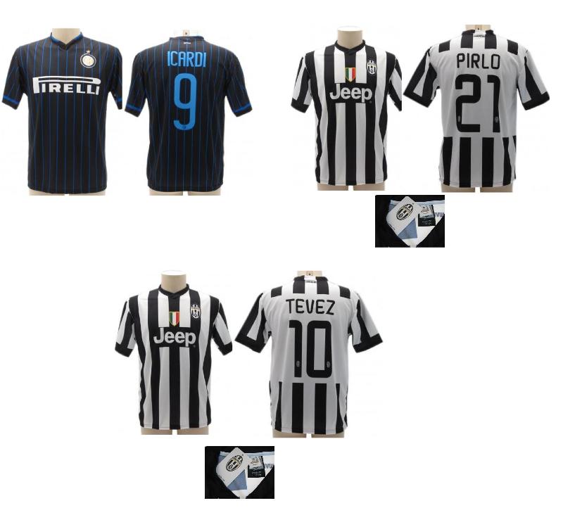 MAGLIETTE CALCIO JUENTUS,INTER- REPLICA UFFICIALE - PIRLO, TEVEZ, ICARDI