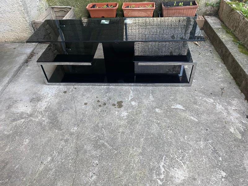 Tavolino vetro temperato nero lucido 