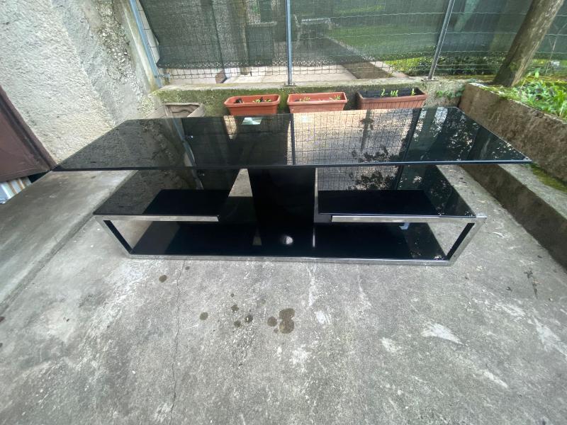 Tavolino vetro temperato nero lucido 