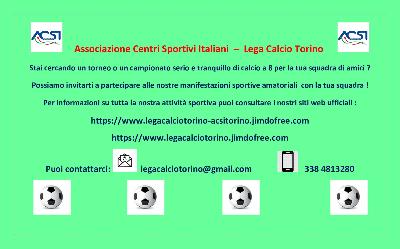 Campionati e tornei amatoriali di calcio a 8 in Torino Nord e Torino Sud