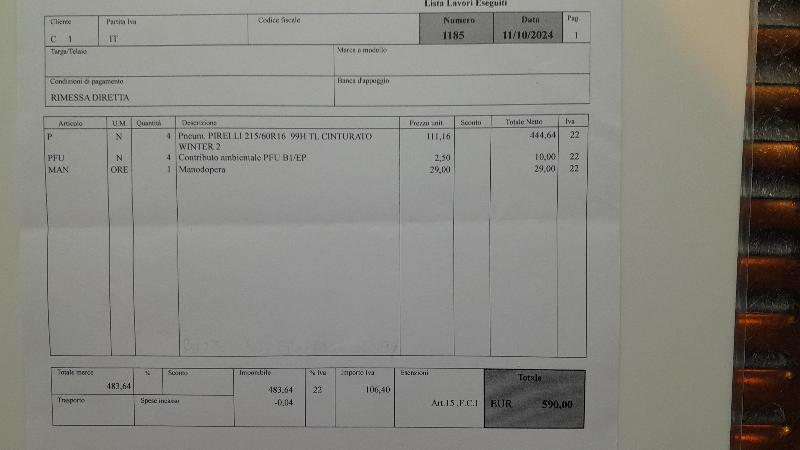 Gomme Invernali 2000km PIRELLI 215/60R16 99H TL +Cerchi