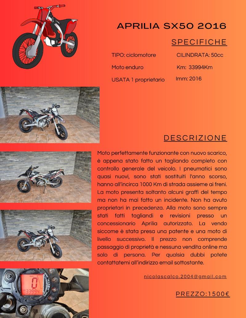 Moto 50cc Aprilia SX50 2016