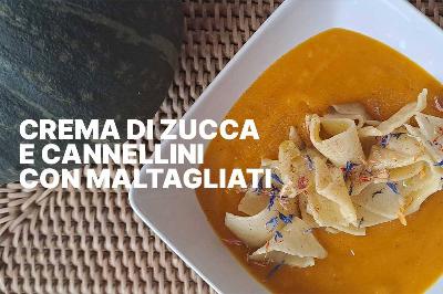 Crema di zucca e cannellini con maltagliati