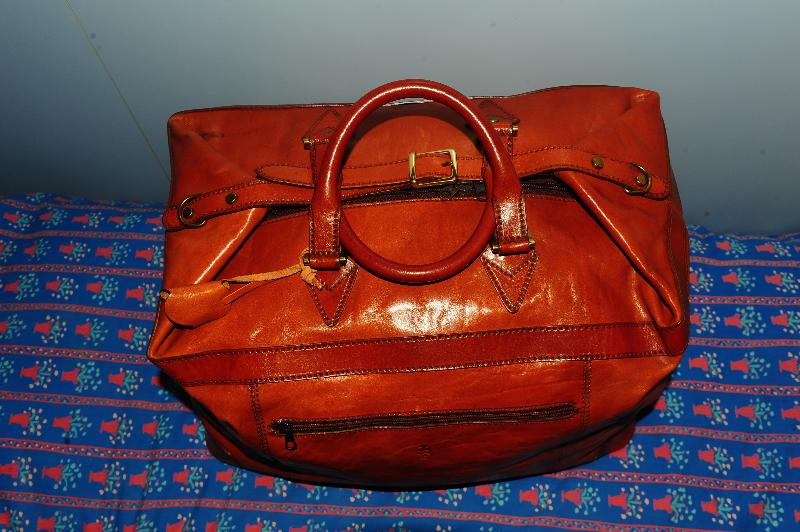 borsone di pelle da viaggio