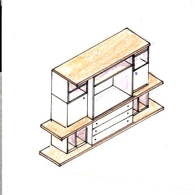 Mobile componibile Driade Bric, design Enzo Mari & Antonia Astori de Ponti.