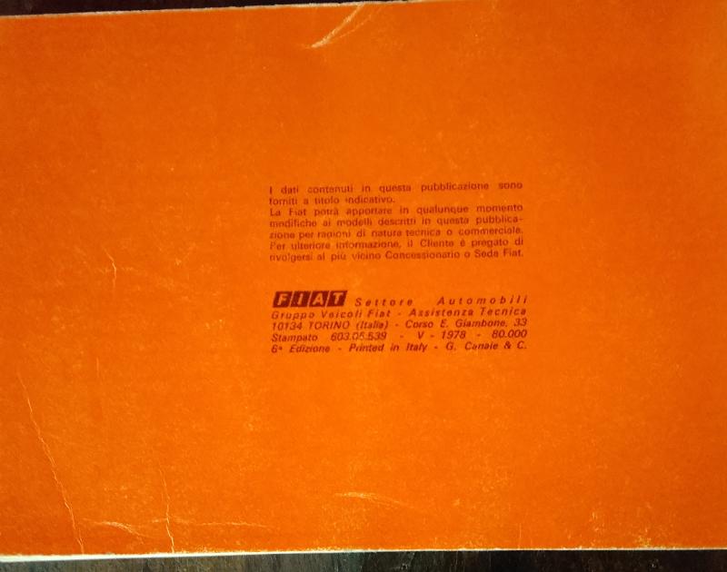 libretto originale fiat 127 seconda serie