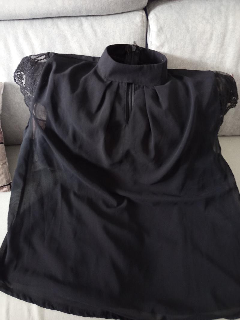 Blusa nera pizzo elegante 