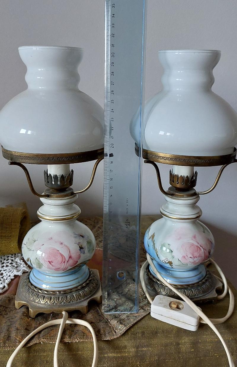 Lampade da Tavolo con ceramiche decorata e ottone - anni 70
