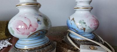 Lampade da Tavolo con ceramiche decorata e ottone - anni 70