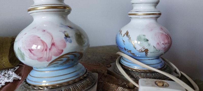 Lampade da Tavolo con ceramiche decorata e ottone - anni 70