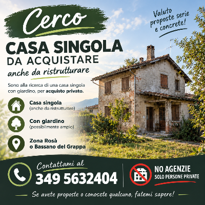 CERCO CASA SINGOLA ZONA ROSÀ/ BASSANO 